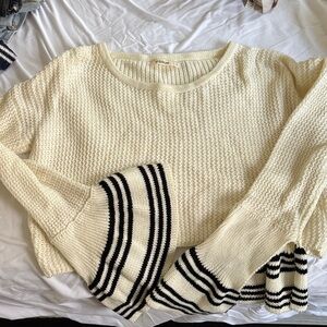 Essue Cream Sweater with Black Stripes